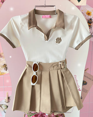 Body con Cuello de Flor Bordada “Pink Rose”