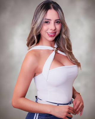 Body Strapless con Tiras Cruzadas y Aplique