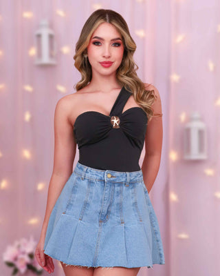 Body Halter con Aplique Dorado Central