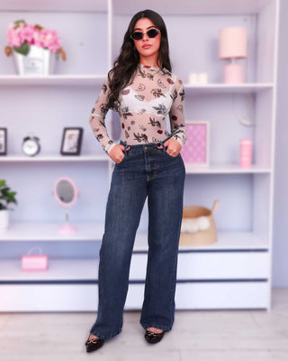 Body de Mallatex con Manga Larga y Estampado Cupidos