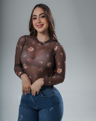 BODY MALLATEX ESTAMPADO DE  CUPIDO CON CORAZON Y FLOR