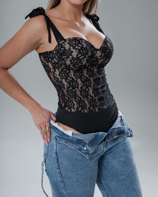 Body de Tiras Ajustables con Encaje Delicado