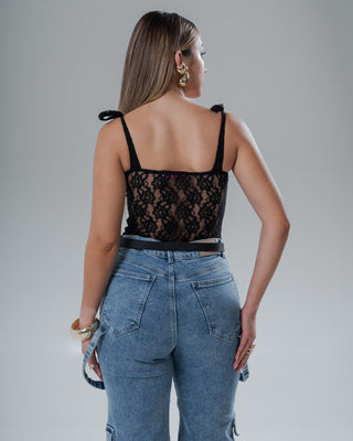 Body de Tiras Ajustables con Encaje Delicado