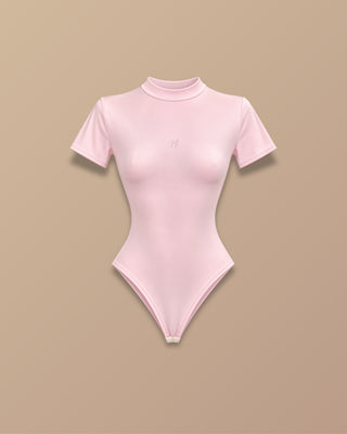 BODY ROSADO MANGA CORTA CON FLOR PINK ROSE