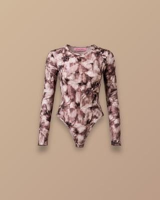 BODY CAFE DE MALLATEX  CON MANGA LARGA Y ESTAMPADO DE FLORES