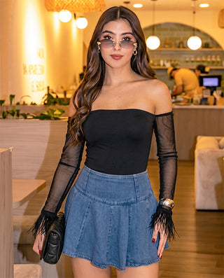 FALDA AZUL DE JEAN CORTA EN PICO