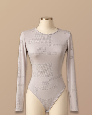 BODY GRIS MANGA LARGA CON APLIQUES PEQUEÑOS ZAFIRO