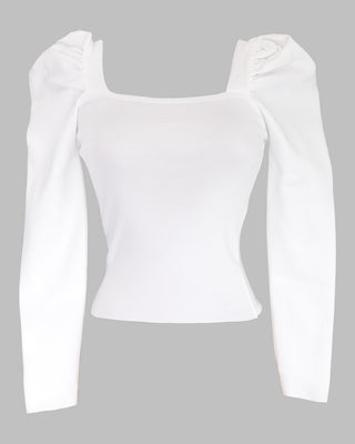 BLUSA TEJIDA CUELLO CUADRADO MANGA PUFF