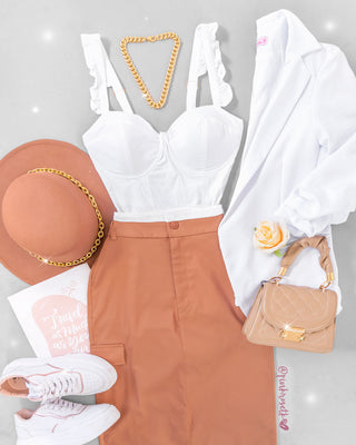 Bustier blanco de copas tiras con volantes