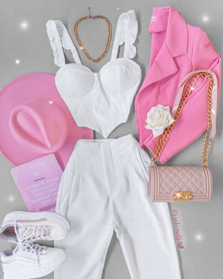 Bustier blanco de copas tiras con volantes