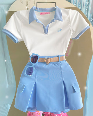 BLUSA TIPO HIGH SCHOOL ROSA ESTAMPADA