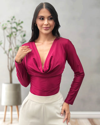 Blusa drapeada de manga larga