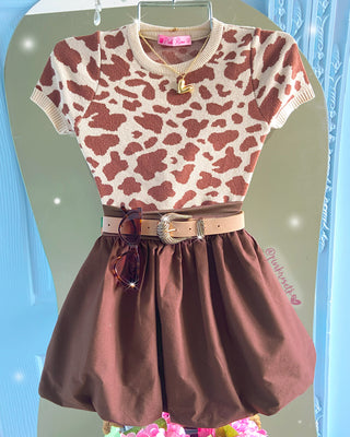 Blusa tejida manga larga con animal print