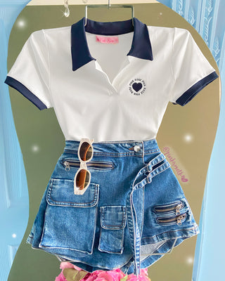 Falda Short de Jean Tipo Cargo