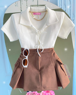 Falda-Short Cargo en Tela “Piel de Durazno”
