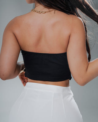 Blusa Strapless con Escote Ovalado y Varillas