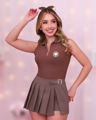 Blusa Rib sin Mangas con Escote Corazón y Abertura Lateral