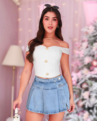 Blusa de Tirantes con Tres Botones Dorados al Frente