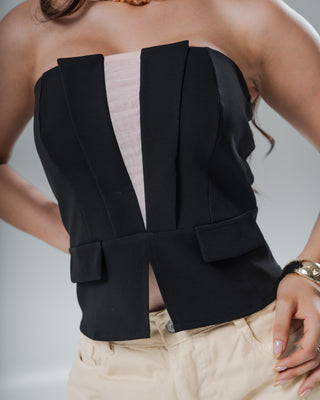 Blusa Strapless Escote V Estructurado