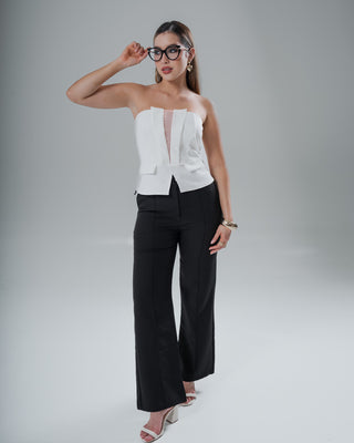 Blusa Blanca Strapless Escote V Estructurado