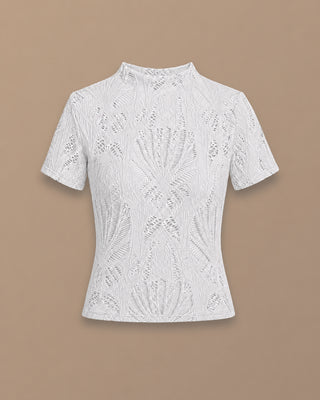 BLUSA BLANCO DE ENCAJE MANGA CORTA