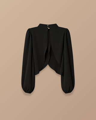 BLUSA  NEGRA MANGA LARGA ANCHA  CON ESCOTE ATRAS