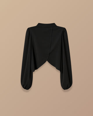 BLUSA  NEGRA MANGA LARGA ANCHA  CON ESCOTE ATRAS