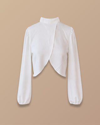 BLUSA  BLANCA MANGA LARGA ANCHA  CON ESCOTE ATRAS