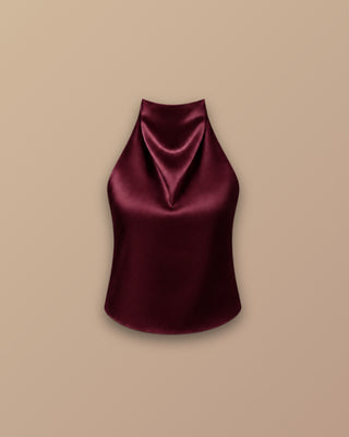 BLUSA VINO TINTO ANCHA DESATIN CUELLO