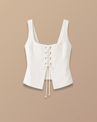 BLUSA BLANCA DE TIRAS Y OJALETES CON CORDON