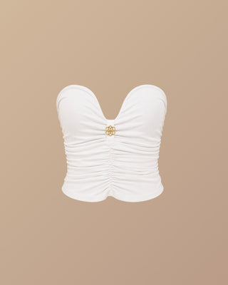 BLUSA BLANCA STRAPPLE RECOGIDA CON APLIQUE DE PINK ROSE
