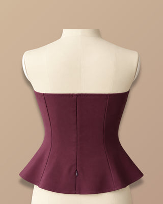 BLUSA VINO TINTO STRAPPLE ESTILO PEPLUM