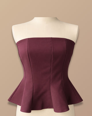 BLUSA VINO TINTO STRAPPLE ESTILO PEPLUM