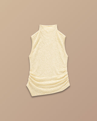 BLUSA AMARILLA DE ENCAJE MANGA SISA ABAJO EN PICO