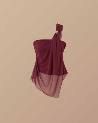 BLUSA VINO TINTO ENCIMA MALLATEX PICO TIRA HOMBRO