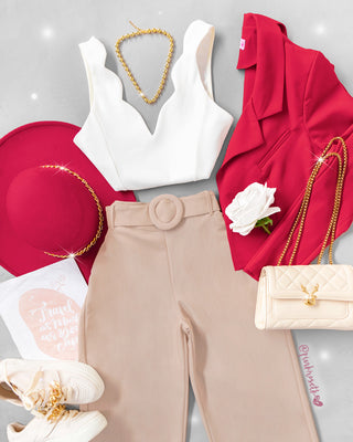Blazer rojo tipo torerito con bolsillo grande