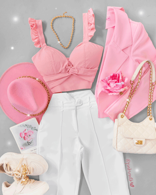 Bustier rosado limonada de copas tiras volantes y cruzado