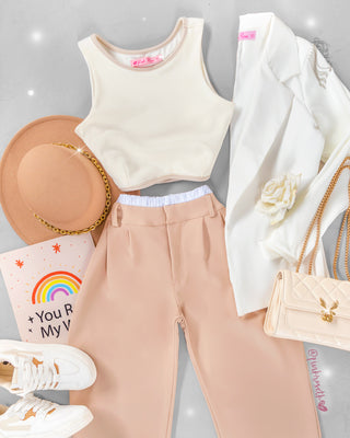 Blazer blanco apliques brillantes