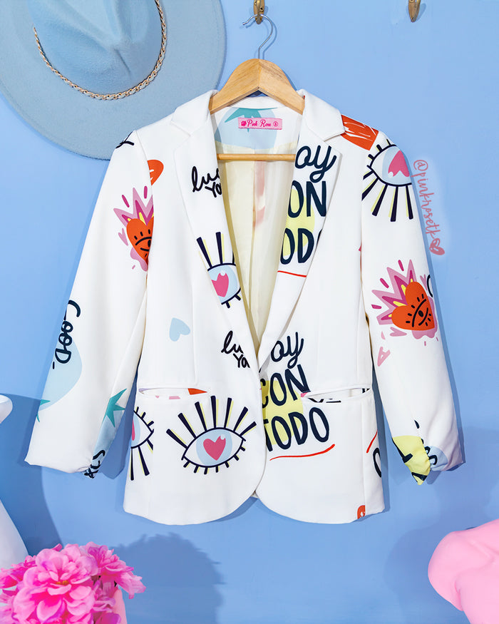 Blazer estampado good vibes