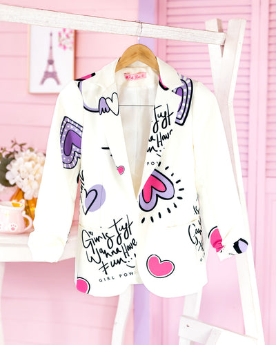 Blazer manga recogida corazones girl power