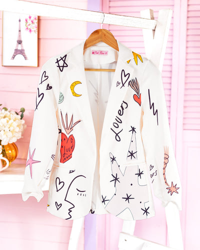 Blazer manga recogida Estampado luna estrella