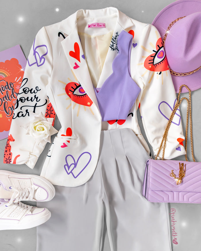 Blazer manga recogida estampado follow your heart