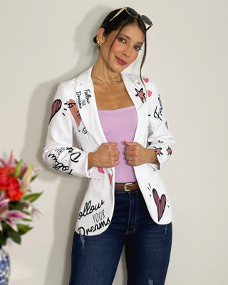 Blazer de Manga Recogida Estampado Follow Your Dreams