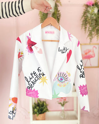 Blazer Tipo Torerito Estampado Life is Beautiful