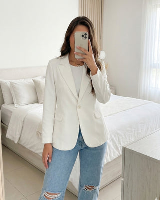 Blazer Oversize de Un Botón con Bolsillos