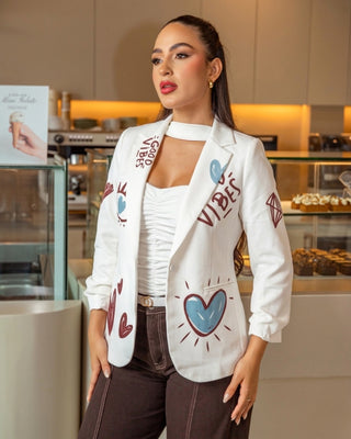 BLAZER MANGA RECOJIDA ESTAMPADO GOOD VIB