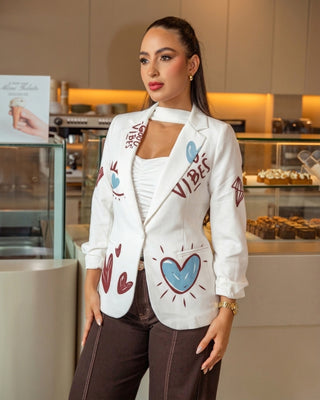 BLAZER MANGA RECOJIDA ESTAMPADO GOOD VIB