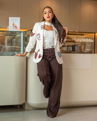 BLAZER MANGA RECOJIDA ESTAMPADO GOOD VIB