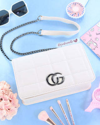 Bolso beige GC con herraje gris oscuro