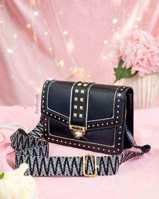 Bandolera negra taches dorados